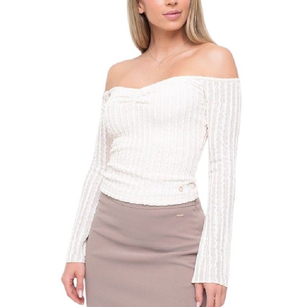 GUESS OFF SHOULDER MARIKA ΤΟΠ ΜΠΛΟΥΖΑ ΓΥΝΑΙΚΕΙΑ OFF WHITE