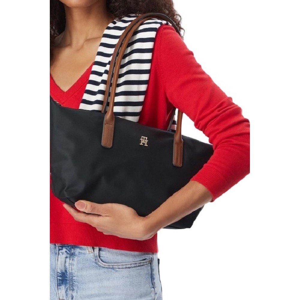 TOMMY HILFIGER POPETTE EAST WEST TOTE ΤΣΑΝΤΑ ΓΥΝΑΙΚΕΙΑ BLACK