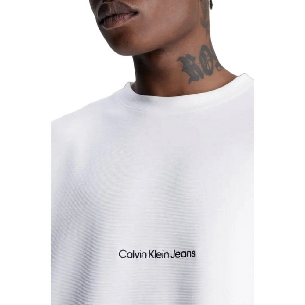 CALVIN KLEIN JEANS INSTITUTIONAL MODERN OTTOMAN TEE T-SHIRT ΑΝΔΡΙΚΟ WHITE