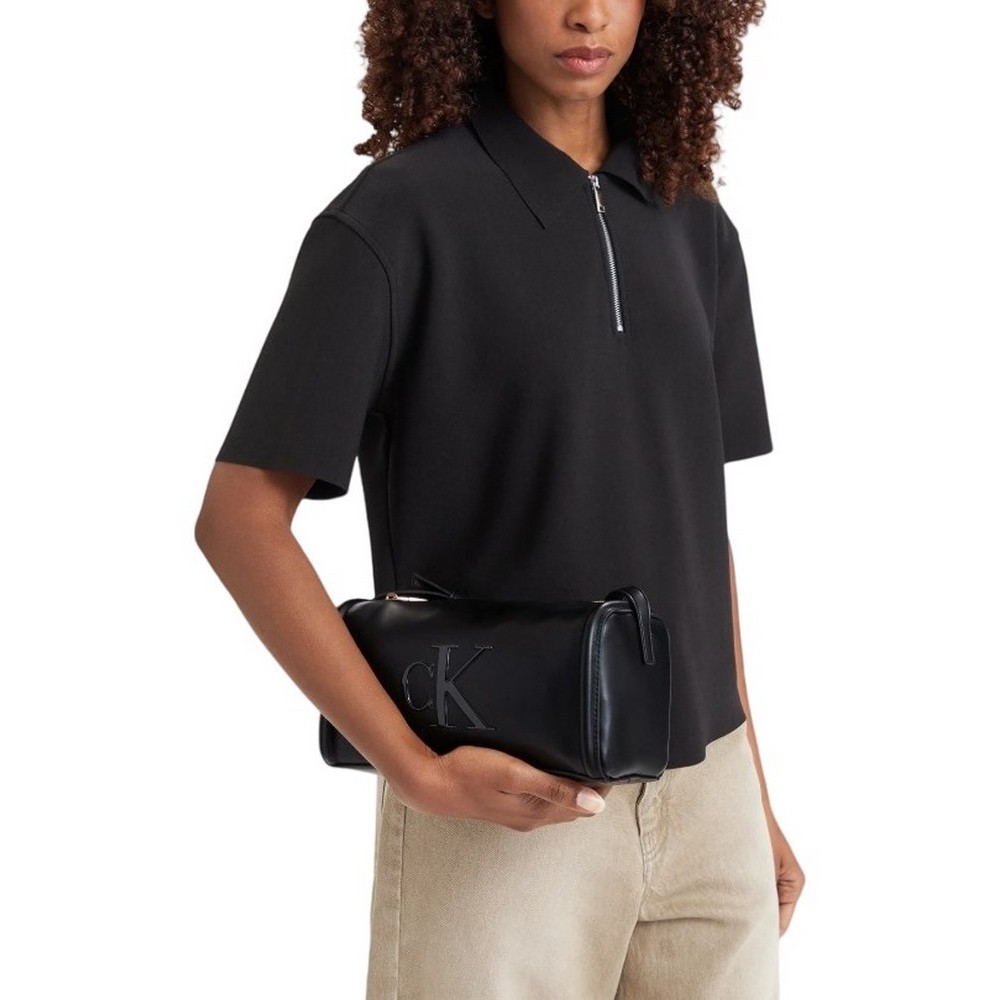 CALVIN KLEIN BOLD CK SLOUCHY SHOULDER BAG ΤΣΑΝΤΑ ΓΥΝΑΙΚΕΙΑ BLACK