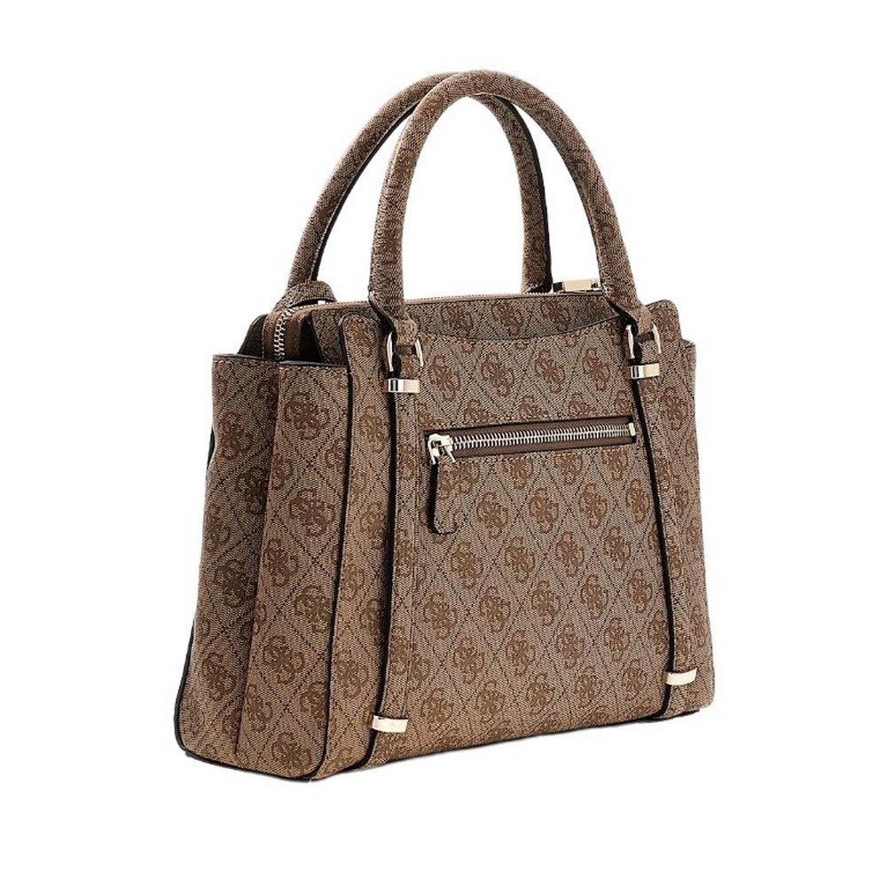 GUESS ECO ERICA 2 COMP SATCHEL ΤΣΑΝΤΑ ΓΥΝΑΙΚΕΙΑ LATTE