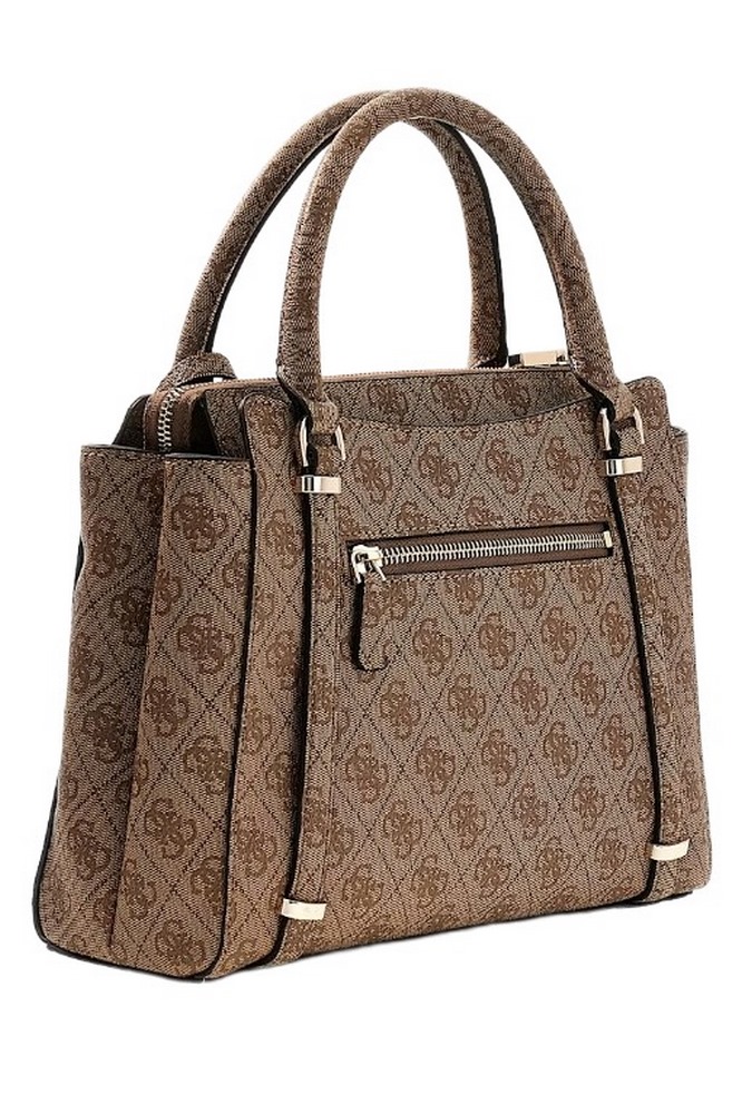 GUESS ECO ERICA 2 COMP SATCHEL ΤΣΑΝΤΑ ΓΥΝΑΙΚΕΙΑ LATTE