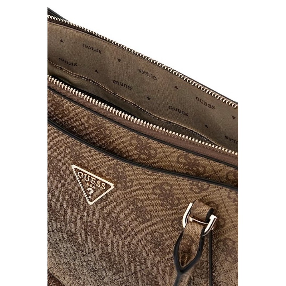 GUESS ECO ERICA 2 COMP SATCHEL ΤΣΑΝΤΑ ΓΥΝΑΙΚΕΙΑ LATTE