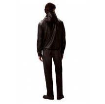 CLAVIN KLEIN JEANS FAUX LEATHER HOODED ZIP UP JACKET ΜΠΟΥΦΑΝ ΑΝΔΡΙΚΟ BLACK