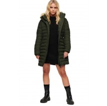 SUPERDRY D5 OVIN FUJI HOODED MID LENGTH PUFFER ΜΠΟΥΦΑΝ ΓΥΝΑΙΚΕΙΟ GREEN