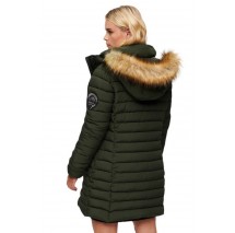 SUPERDRY D5 OVIN FUJI HOODED MID LENGTH PUFFER ΜΠΟΥΦΑΝ ΓΥΝΑΙΚΕΙΟ GREEN