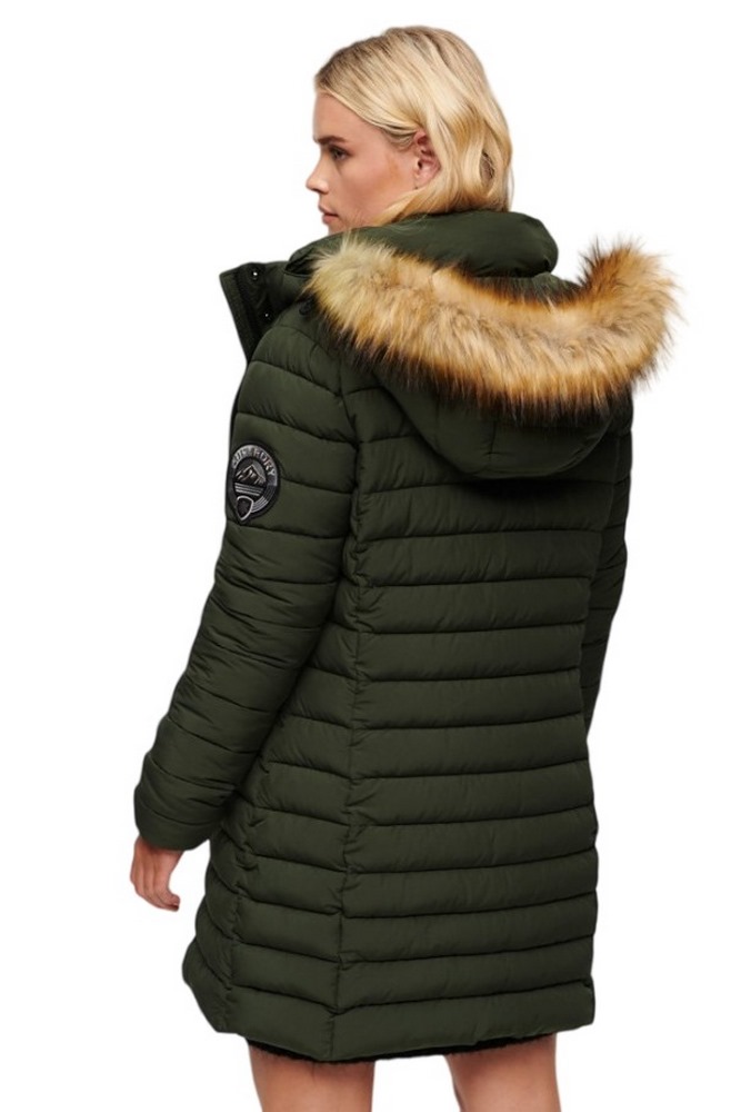 SUPERDRY D5 OVIN FUJI HOODED MID LENGTH PUFFER ΜΠΟΥΦΑΝ ΓΥΝΑΙΚΕΙΟ GREEN