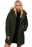 SUPERDRY D5 OVIN FUJI HOODED MID LENGTH PUFFER ΜΠΟΥΦΑΝ ΓΥΝΑΙΚΕΙΟ GREEN