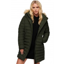 SUPERDRY D5 OVIN FUJI HOODED MID LENGTH PUFFER ΜΠΟΥΦΑΝ ΓΥΝΑΙΚΕΙΟ GREEN