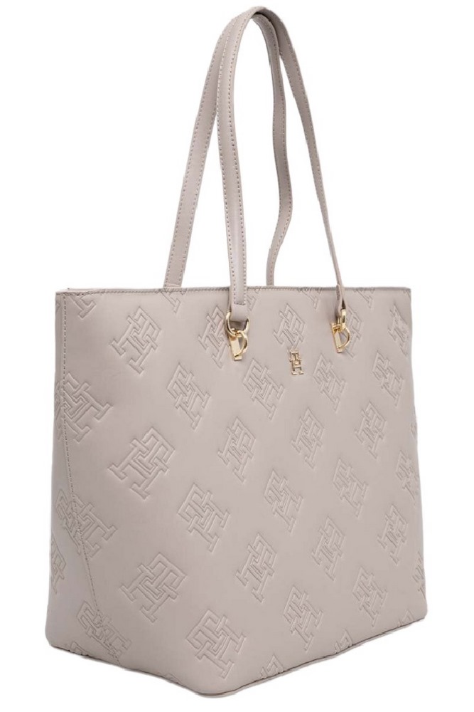 TOMMY HILFIGER TH REFINED TOTE MONO ΤΣΑΝΤΑ ΓΥΝΑΙΚΕΙΑ BEIGE