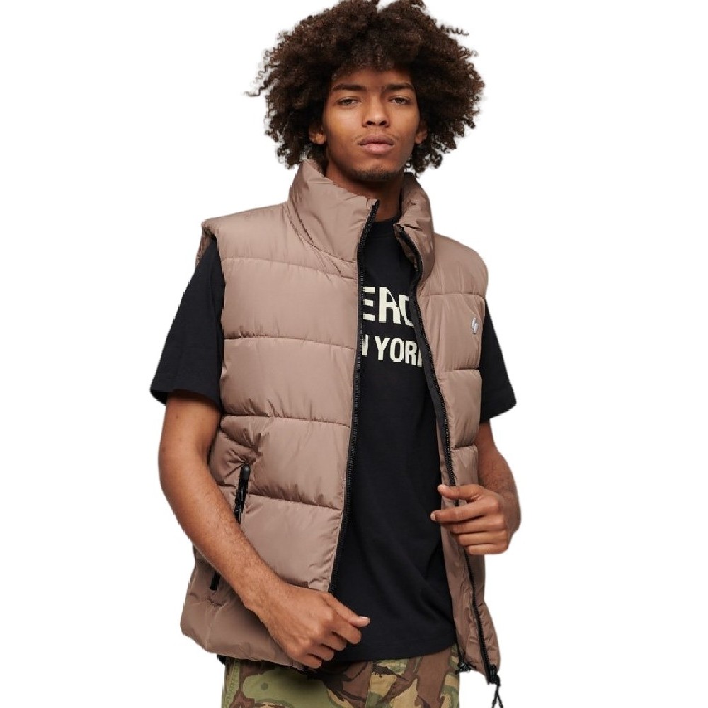 SUPERDRY SPORTS PUFFER GILET ΜΠΟΥΦΑΝ-ΓΙΛΕΚΟ ΑΝΔΡΙΚΟ BROWN