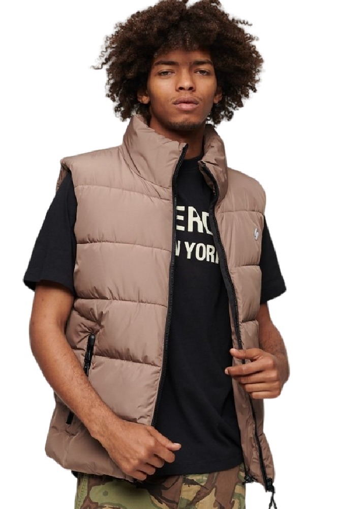 SUPERDRY SPORTS PUFFER GILET ΜΠΟΥΦΑΝ-ΓΙΛΕΚΟ ΑΝΔΡΙΚΟ BROWN