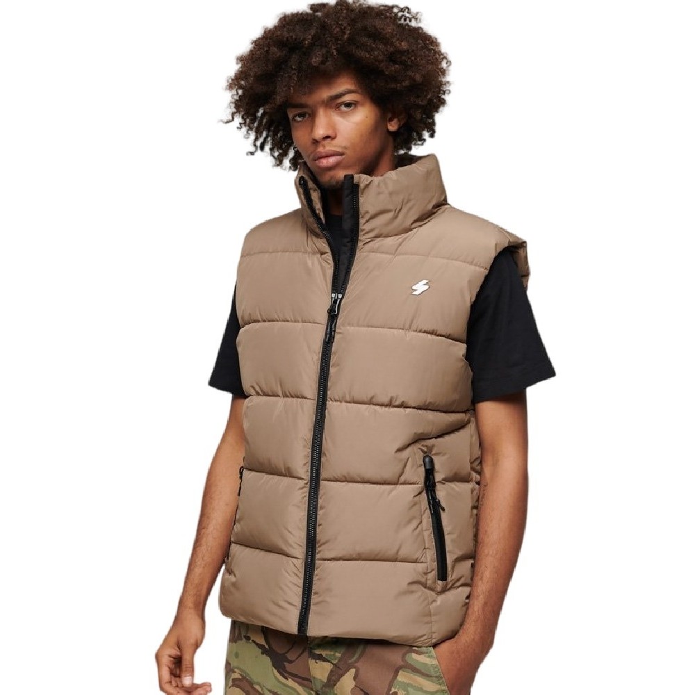 SUPERDRY SPORTS PUFFER GILET ΜΠΟΥΦΑΝ-ΓΙΛΕΚΟ ΑΝΔΡΙΚΟ BROWN