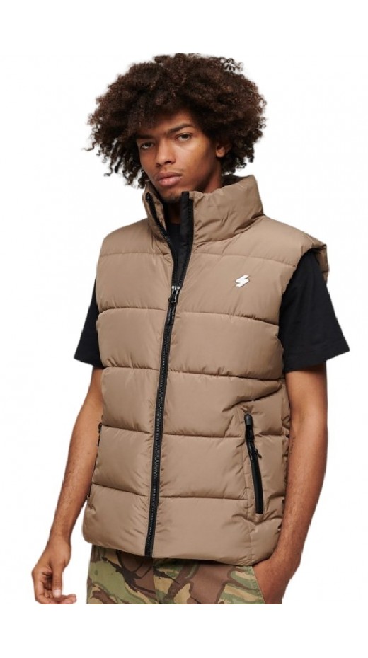 SUPERDRY SPORTS PUFFER GILET ΜΠΟΥΦΑΝ-ΓΙΛΕΚΟ ΑΝΔΡΙΚΟ BROWN