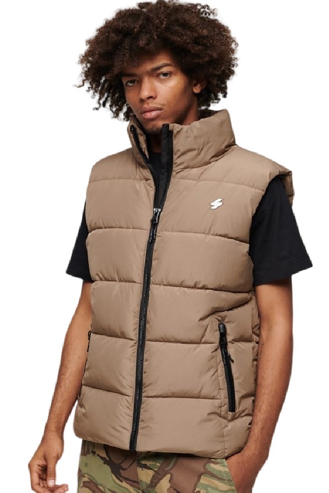 SUPERDRY SPORTS PUFFER GILET ΜΠΟΥΦΑΝ-ΓΙΛΕΚΟ ΑΝΔΡΙΚΟ BROWN