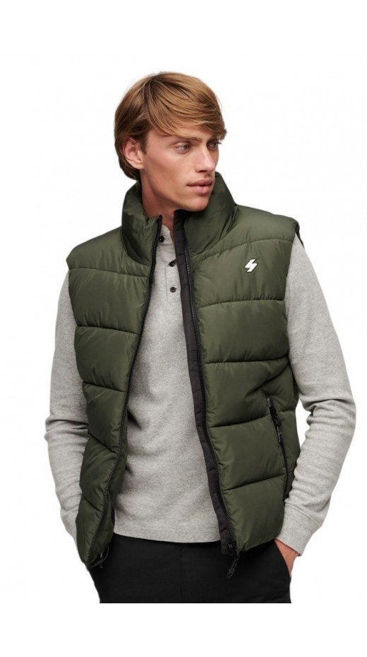 SUPERDRY SPORTS PUFFER GILET ΜΠΟΥΦΑΝ-ΓΙΛΕΚΟ ΑΝΔΡΙΚΟ KHAKI