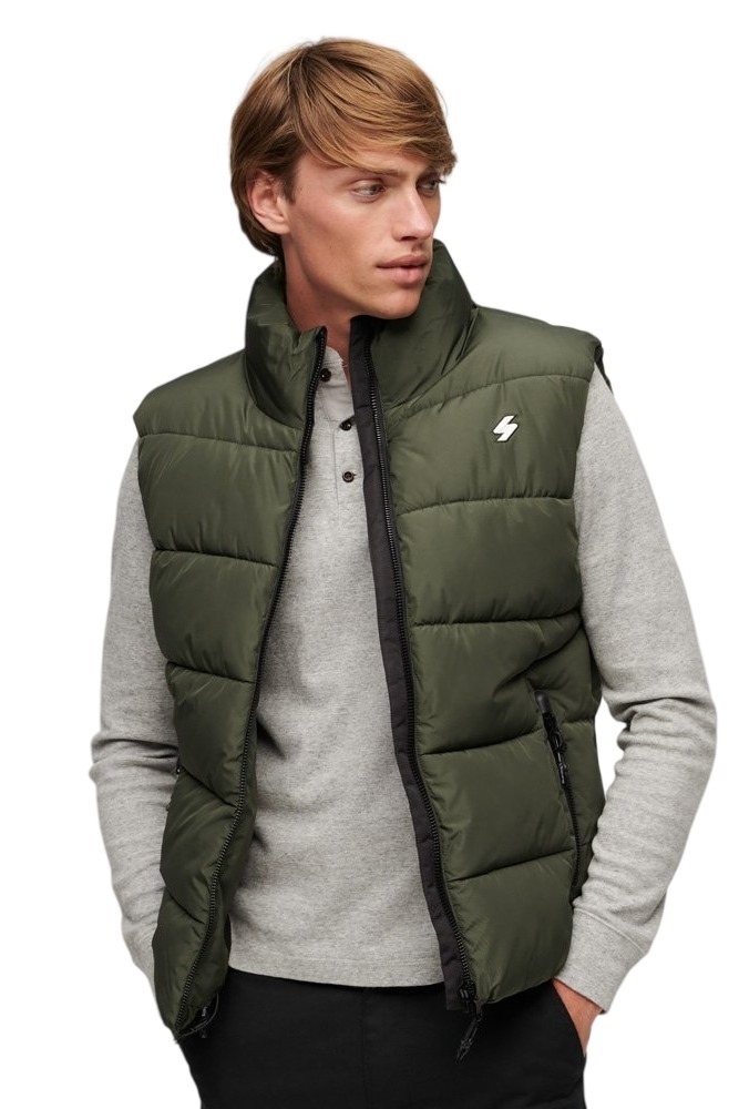 SUPERDRY SPORTS PUFFER GILET ΜΠΟΥΦΑΝ-ΓΙΛΕΚΟ ΑΝΔΡΙΚΟ KHAKI