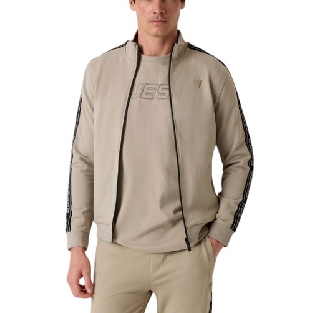 GUESS FULL ZIP NEW ARLO SWEATSHIRT ΖΑΚΕΤΑ ΦΟΥΤΕΡ ΑΝΔΡΙΚΗ BEIGE