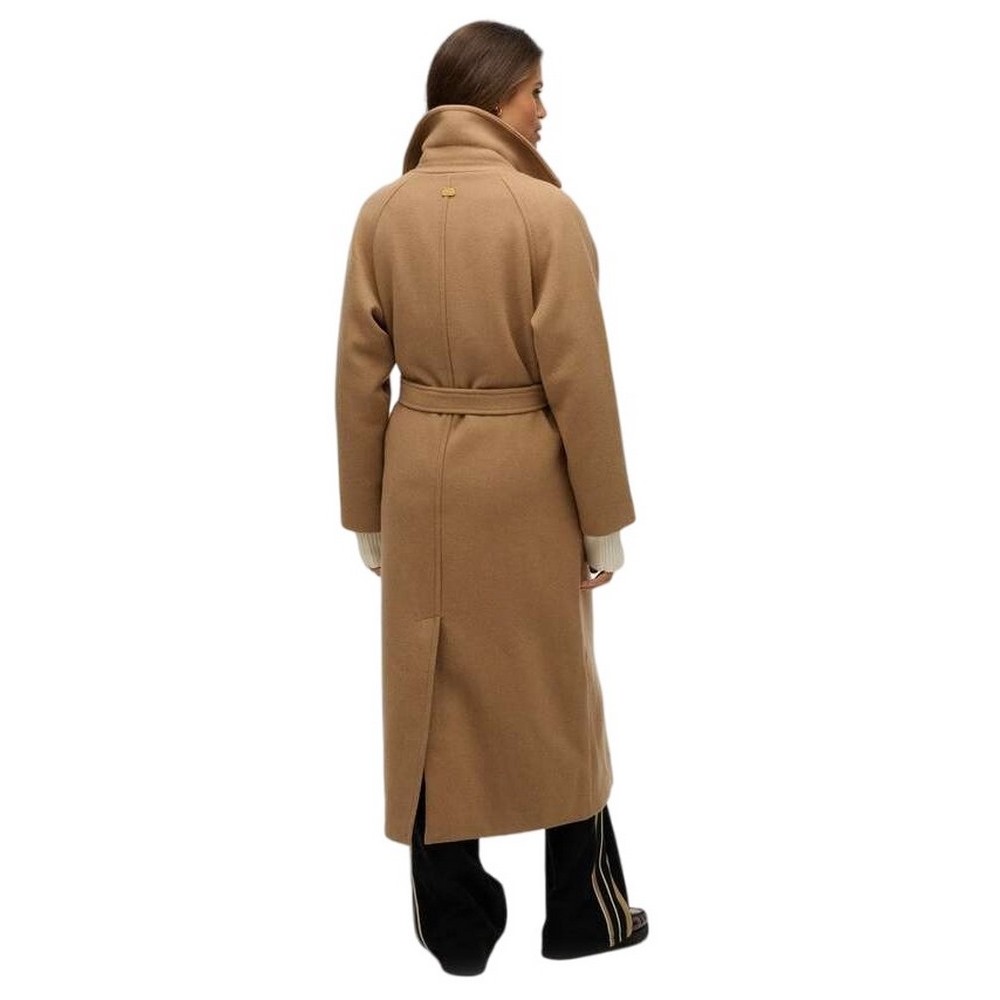 SUPERDRY D3 STUD RELAXED LONG WOOL COAT ΠΑΛΤΟ ΓΥΝΑΙΚΕΙΟ BROWN