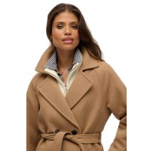 SUPERDRY D3 STUD RELAXED LONG WOOL COAT ΠΑΛΤΟ ΓΥΝΑΙΚΕΙΟ BROWN