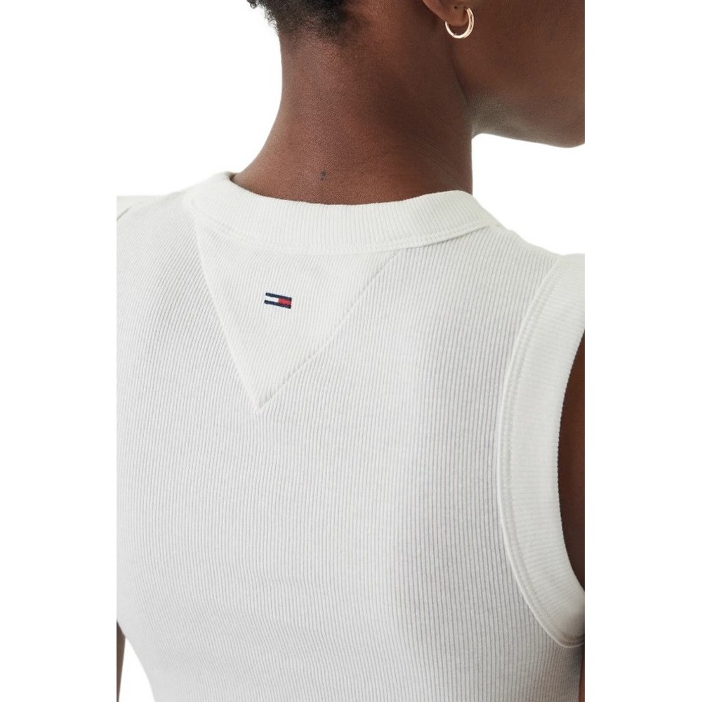 TOMMY JEANS SLIM ESS LOGO 2 RIB TANK ΤΟΠ ΓΥΝΑΙΚΕΙΟ ECRU