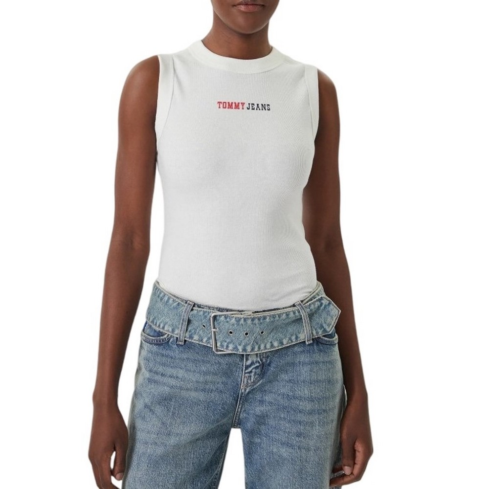 TOMMY JEANS SLIM ESS LOGO 2 RIB TANK ΤΟΠ ΓΥΝΑΙΚΕΙΟ ECRU