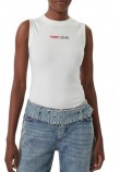 TOMMY JEANS SLIM ESS LOGO 2 RIB TANK ΤΟΠ ΓΥΝΑΙΚΕΙΟ ECRU