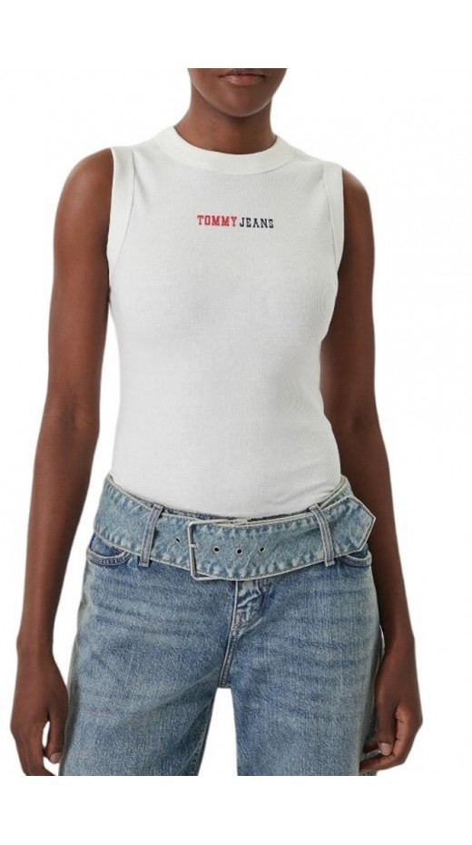 TOMMY JEANS SLIM ESS LOGO 2 RIB TANK ΤΟΠ ΓΥΝΑΙΚΕΙΟ ECRU