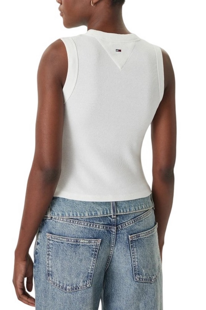 TOMMY JEANS SLIM ESS LOGO 2 RIB TANK ΤΟΠ ΓΥΝΑΙΚΕΙΟ ECRU