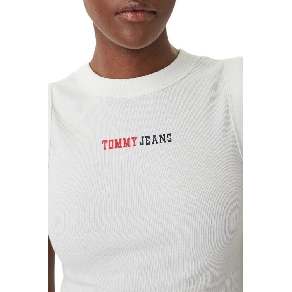TOMMY JEANS SLIM ESS LOGO 2 RIB TANK ΤΟΠ ΓΥΝΑΙΚΕΙΟ ECRU