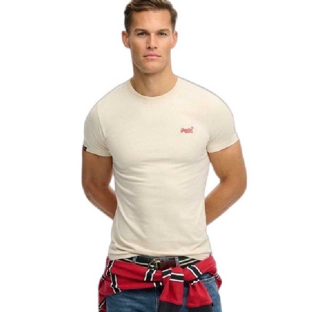 SUPERDRY ESSENTIAL LOGO EMB T-SHIRT ΜΠΛΟΥΖΑ ΑΝΔΡΙΚΗ BEIGE