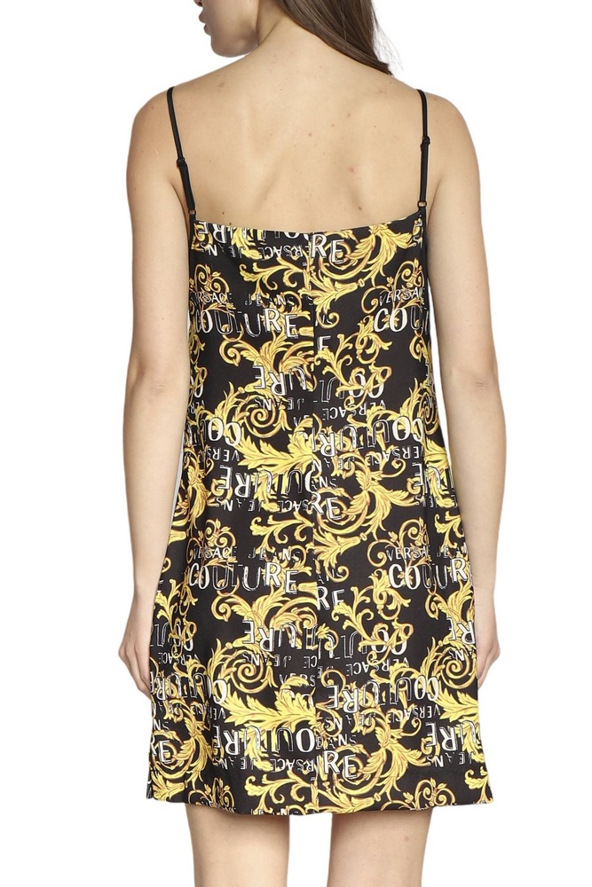 VERSACE JEANS COUTURE  ENVERS SATIN PRINT LOGO COUTURE ΦΟΡΕΜΑ ΓΥΝΑΙΚΕΙΟ BLACK