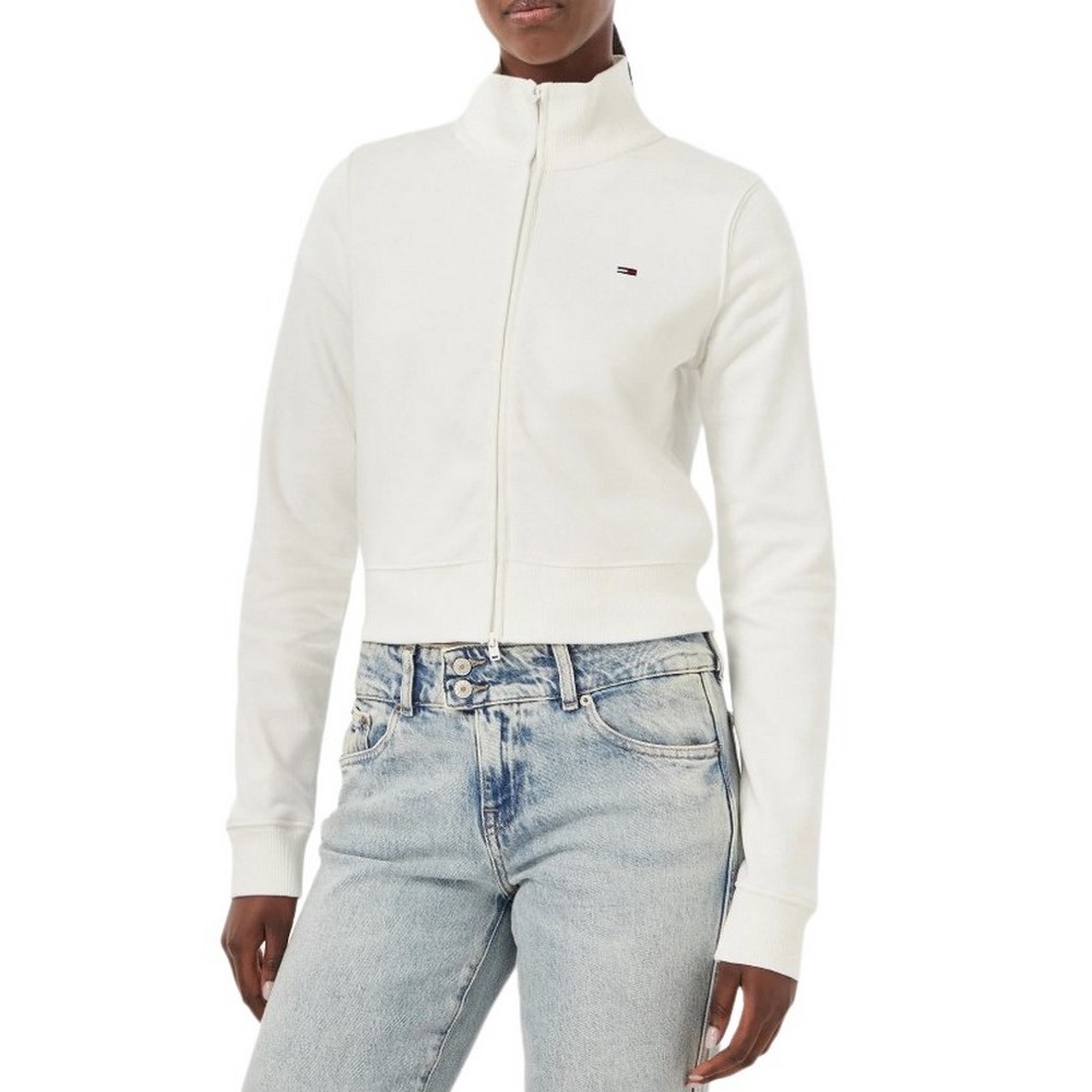 TOMMY JEANS S FLAG FITTED ZIP THRU EXT ΖΑΚΕΤΑ ΦΟΥΤΕΡ ΓΥΝΑΙΚΕΙΑ ECRU