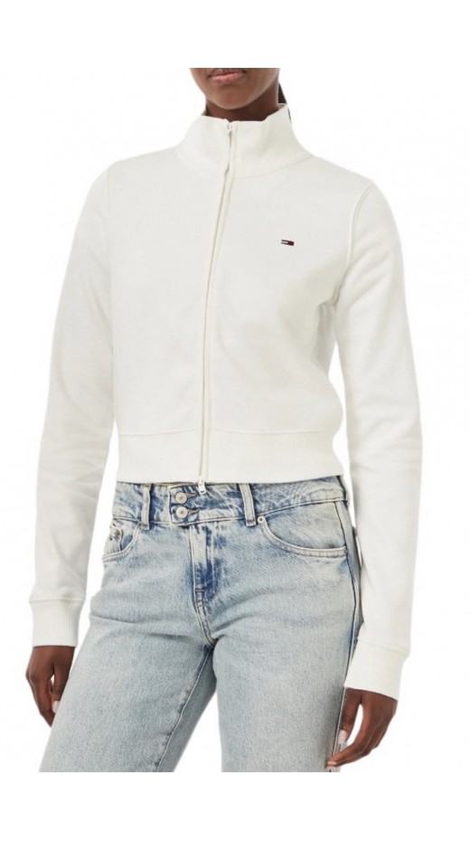 TOMMY JEANS S FLAG FITTED ZIP THRU EXT ΖΑΚΕΤΑ ΦΟΥΤΕΡ ΓΥΝΑΙΚΕΙΑ ECRU