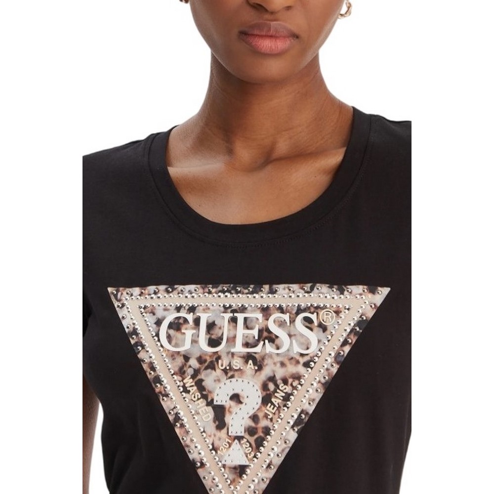 GUESS CN LEO TRIANGLE T-SHIRT ΜΠΛΟΥΖΑ ΓΥΝΑΙΚΕΙΑ BLACK
