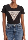 GUESS CN LEO TRIANGLE T-SHIRT ΜΠΛΟΥΖΑ ΓΥΝΑΙΚΕΙΑ BLACK