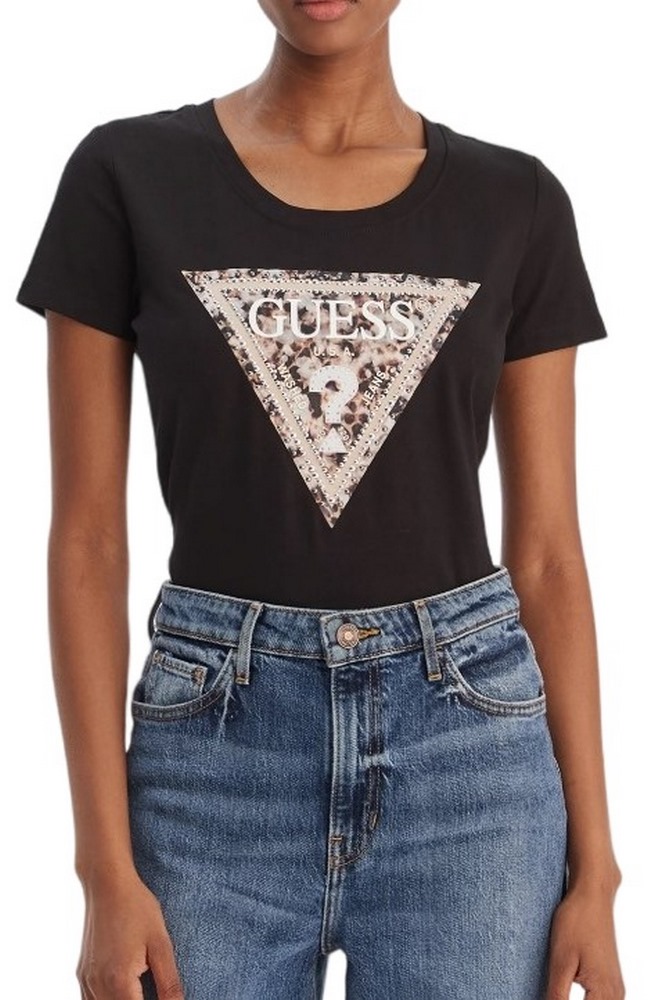 GUESS CN LEO TRIANGLE T-SHIRT ΜΠΛΟΥΖΑ ΓΥΝΑΙΚΕΙΑ BLACK