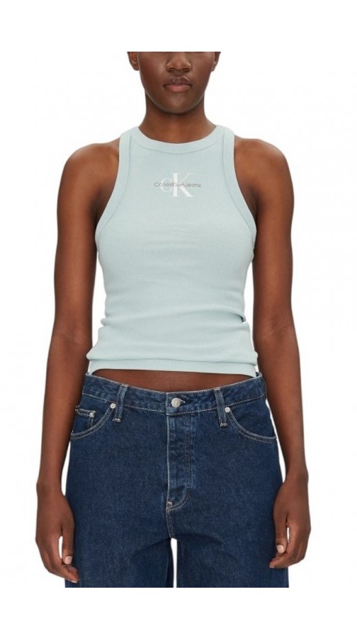 CALVIN KLEIN JEANS MONOLOGO RIB TANK TOP ΤΟΠ ΓΥΝΑΙΚΕΙΟ CLOUD BLUE