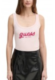 GUESS CHENILLE LOGO TANK TOP RIB ΤΟΠ ΓΥΝΑΙΚΕΙΟ ROSE