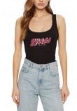 GUESS CHENILLE LOGO TANK TOP RIB ΤΟΠ ΓΥΝΑΙΚΕΙΟ BLACK