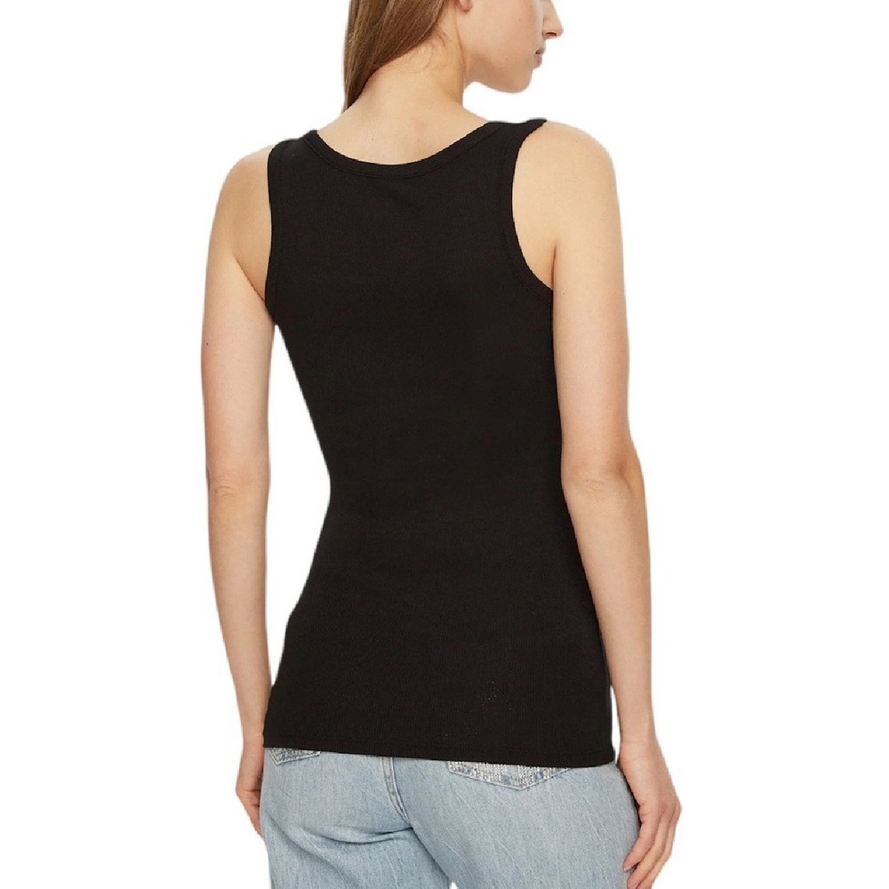 GUESS CHENILLE LOGO TANK TOP RIB ΤΟΠ ΓΥΝΑΙΚΕΙΟ BLACK