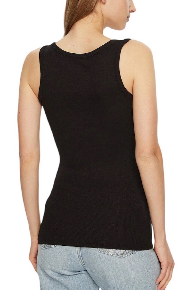 GUESS CHENILLE LOGO TANK TOP RIB ΤΟΠ ΓΥΝΑΙΚΕΙΟ BLACK