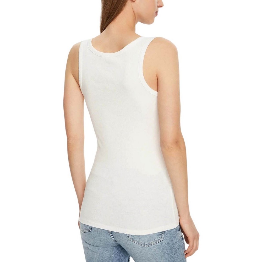 GUESS CHENILLE LOGO TANK TOP RIB ΤΟΠ ΓΥΝΑΙΚΕΙΟ WHITE