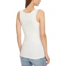 GUESS CHENILLE LOGO TANK TOP RIB ΤΟΠ ΓΥΝΑΙΚΕΙΟ WHITE