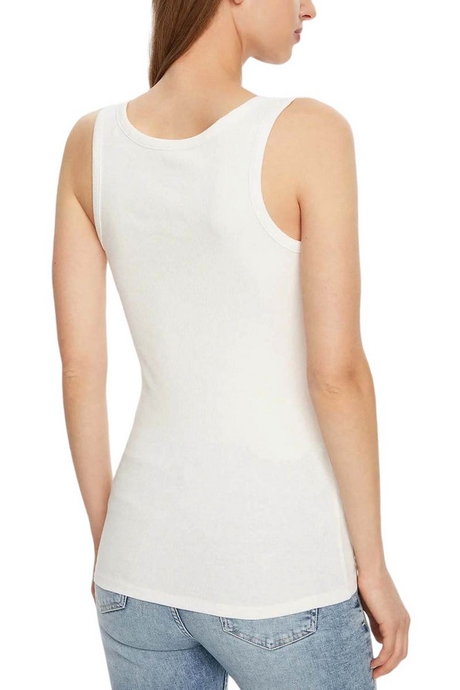 GUESS CHENILLE LOGO TANK TOP RIB ΤΟΠ ΓΥΝΑΙΚΕΙΟ WHITE