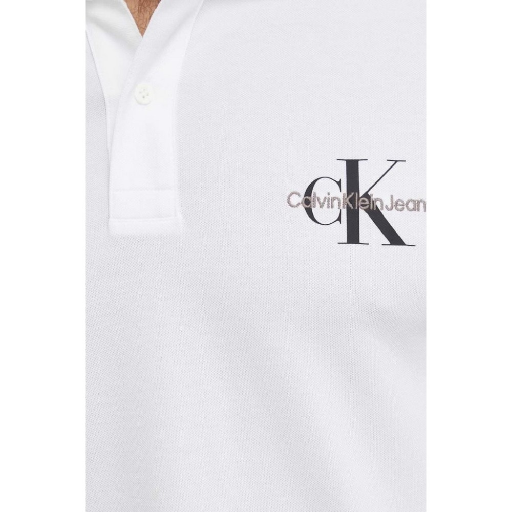 CALVIN KLEIN JEANS MONOLOGO POLO ΜΠΛΟΥΖΑ ΑΝΔΡΙΚΗ BRIGHT WHITE