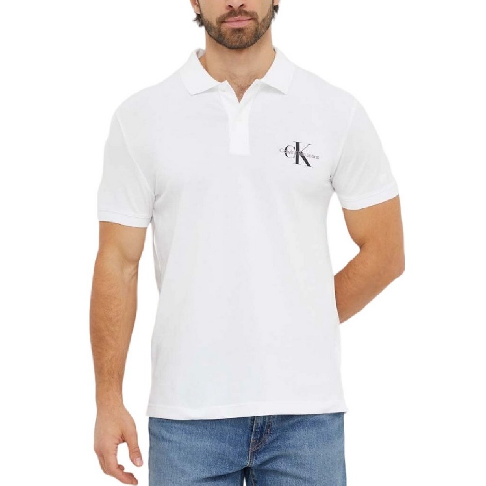 CALVIN KLEIN JEANS MONOLOGO POLO ΜΠΛΟΥΖΑ ΑΝΔΡΙΚΗ BRIGHT WHITE