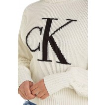CALVIN KLEIN JEANS BLOWN UP CK LOOSE SWEATER ΜΠΛΟΥΖΑ ΓΥΝΑΙΚΕΙΑ ECRU