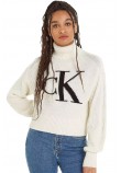 CALVIN KLEIN JEANS BLOWN UP CK LOOSE SWEATER ΜΠΛΟΥΖΑ ΓΥΝΑΙΚΕΙΑ ECRU