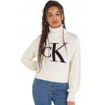 CALVIN KLEIN JEANS BLOWN UP CK LOOSE SWEATER ΜΠΛΟΥΖΑ ΓΥΝΑΙΚΕΙΑ ECRU